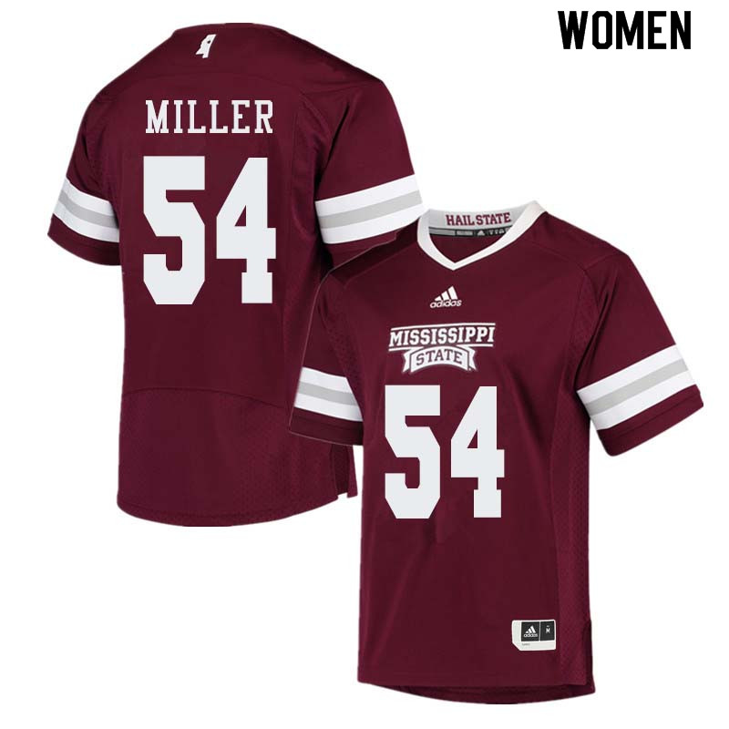 Women #54 Cameron Miller Mississippi State Bulldogs College Football Jerseys Sale-Maroon